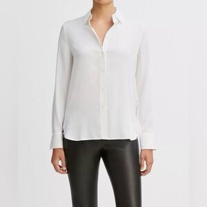 Vince Cream Silk Button Down Blouse